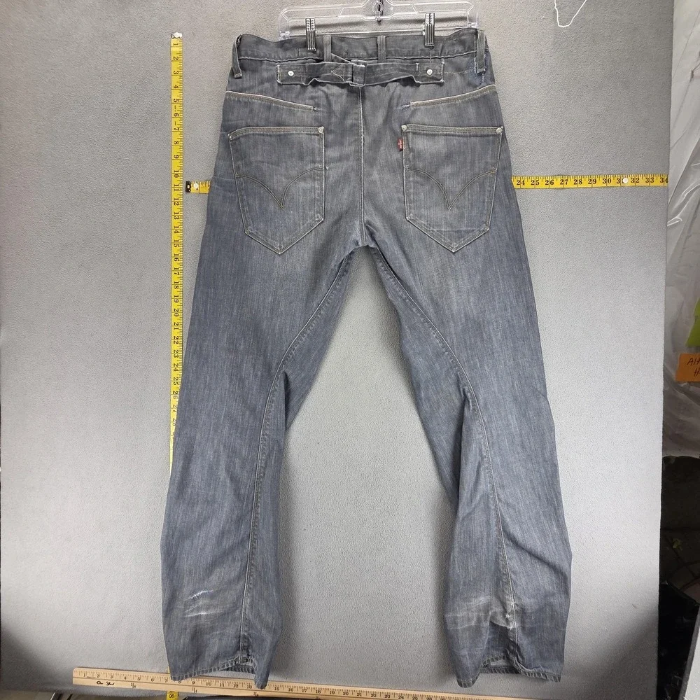 Vintage Levis Engineered Jeans Mens 33x34 Gray Twisted Buckle Back Button Fly